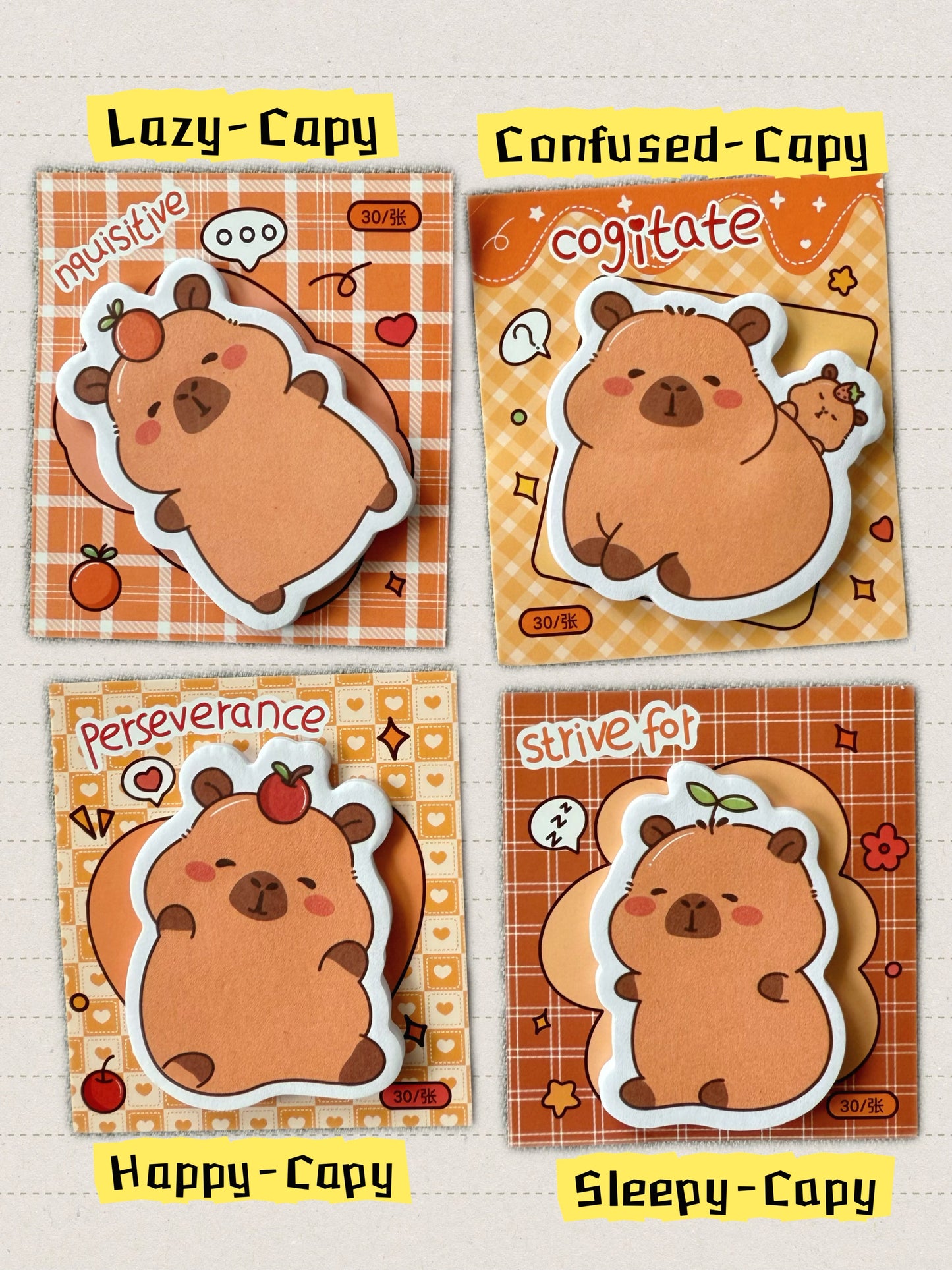 Kawaii Capybara-Shaped Sticky Note Pads
