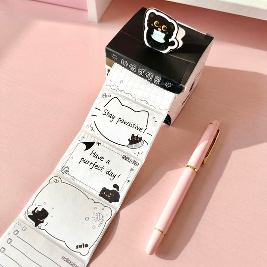 Little Black Cat Pull-Out Sticky Notes