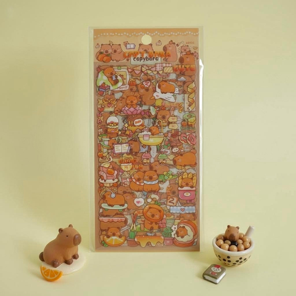 6 Sheets Sticker Set- Capybara