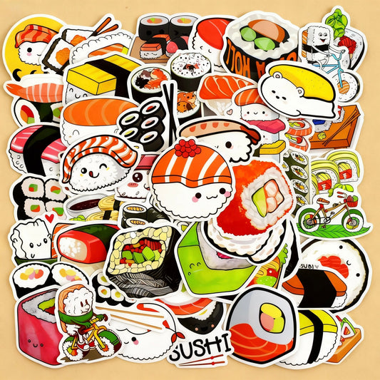 50 Pcs Individual Stickers | Japanese Sushi Magic