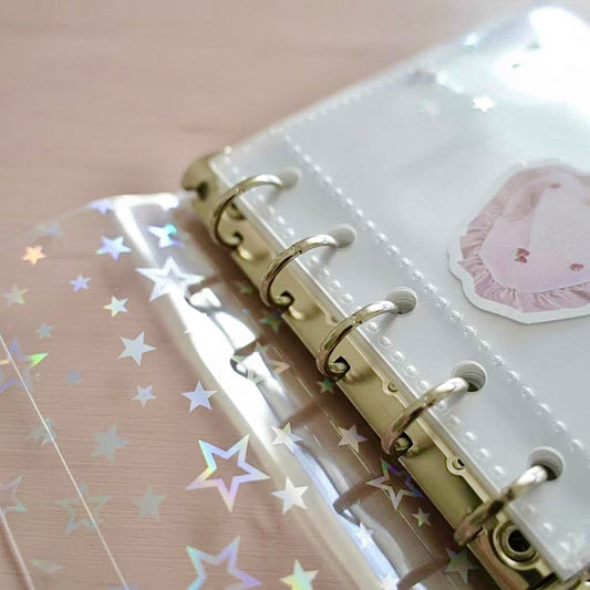 Pocket-Sized Refillable Binder and Album | Transparent PVC Cover | Sparkling Star