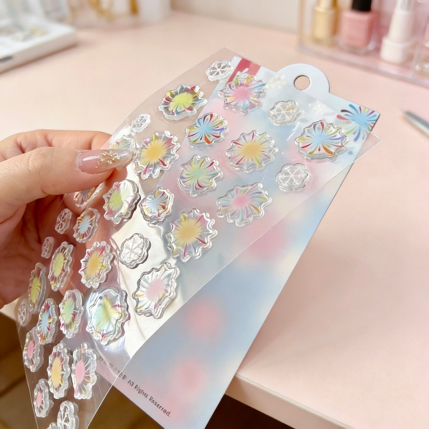 3D Glass-like Epoxy Stickers | Macaron Firework Show