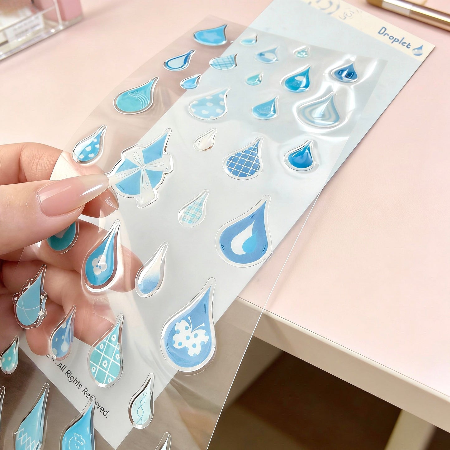 3D Glass-like Epoxy Stickers | Raindrop Kisses