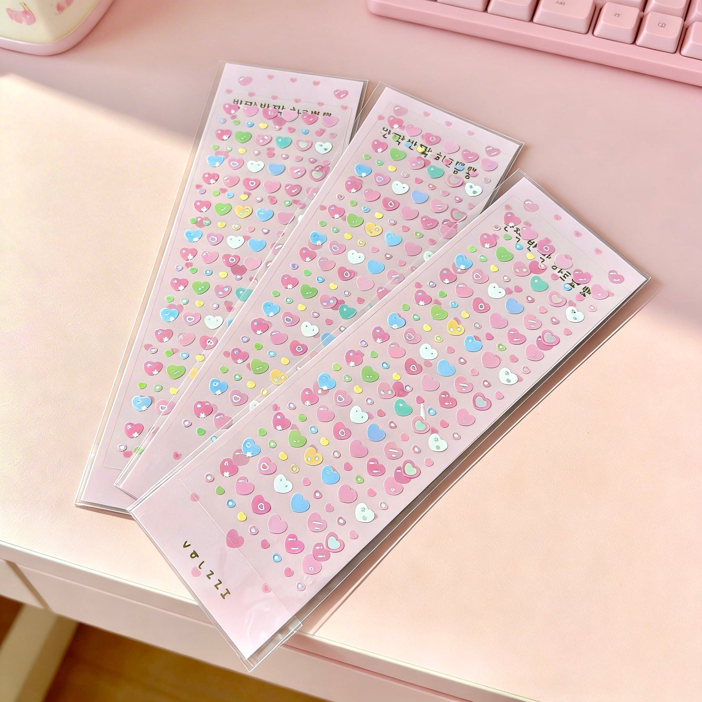 K-Style Sparkle Sticker Collection - Soft Sweet Hearts