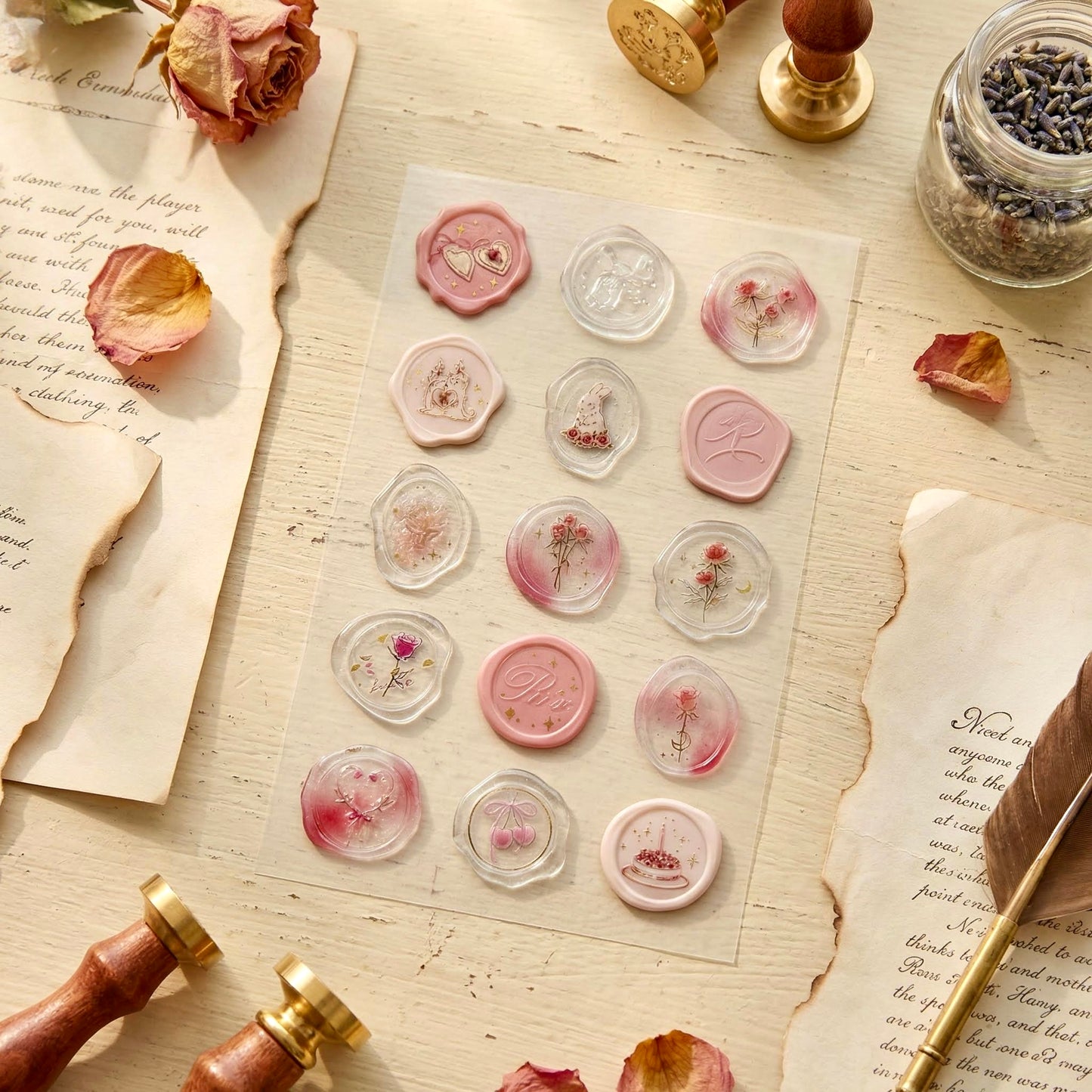 3D Glass-like Epoxy Stickers | Golden Rose Seal
