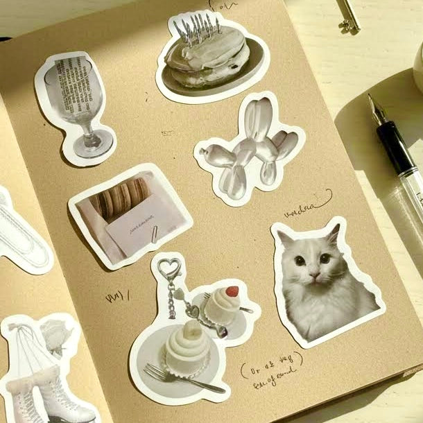 100 Pcs Individual Stickers | Elegant White Charm Stickers