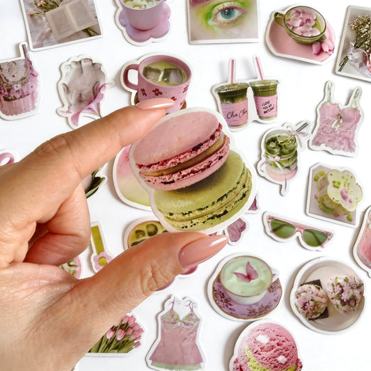 51 Pcs Individual Stickers | The Prettiest Matcha and Pink