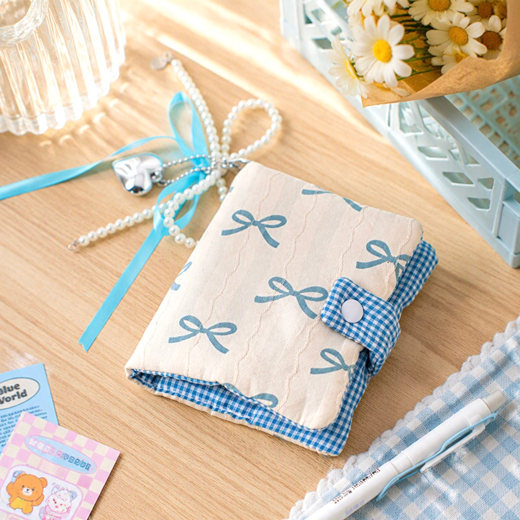 Pocket Size 5-Ring Binder Notebook | Fluffy Fabric Cover | Dream Ribbon Bow Notebook