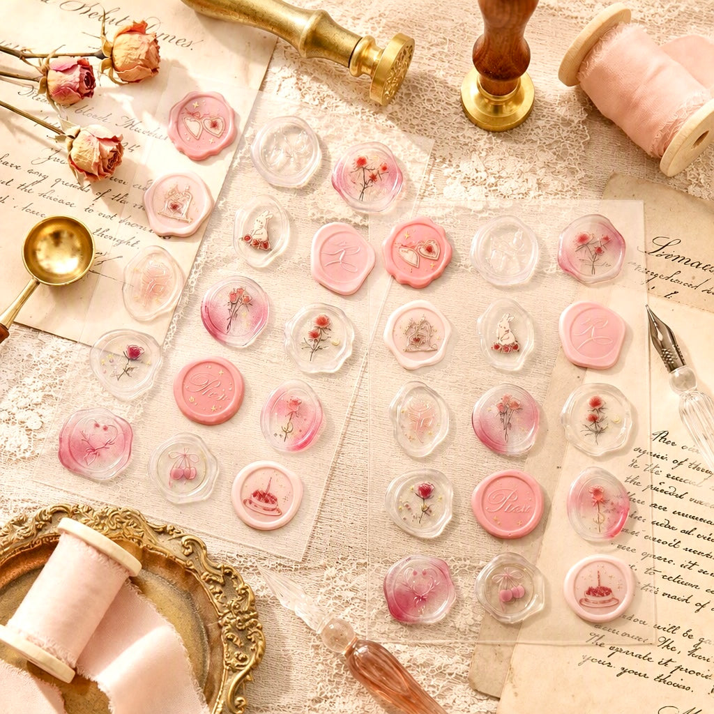 3D Glass-like Epoxy Stickers | Golden Rose Seal