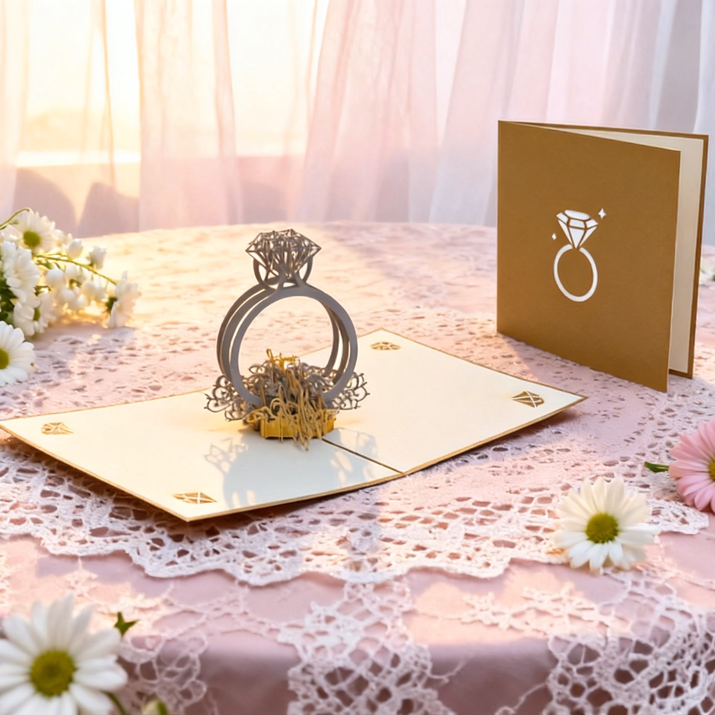 3D Pop-Up Diamond Ring Love Card Wedding Card
