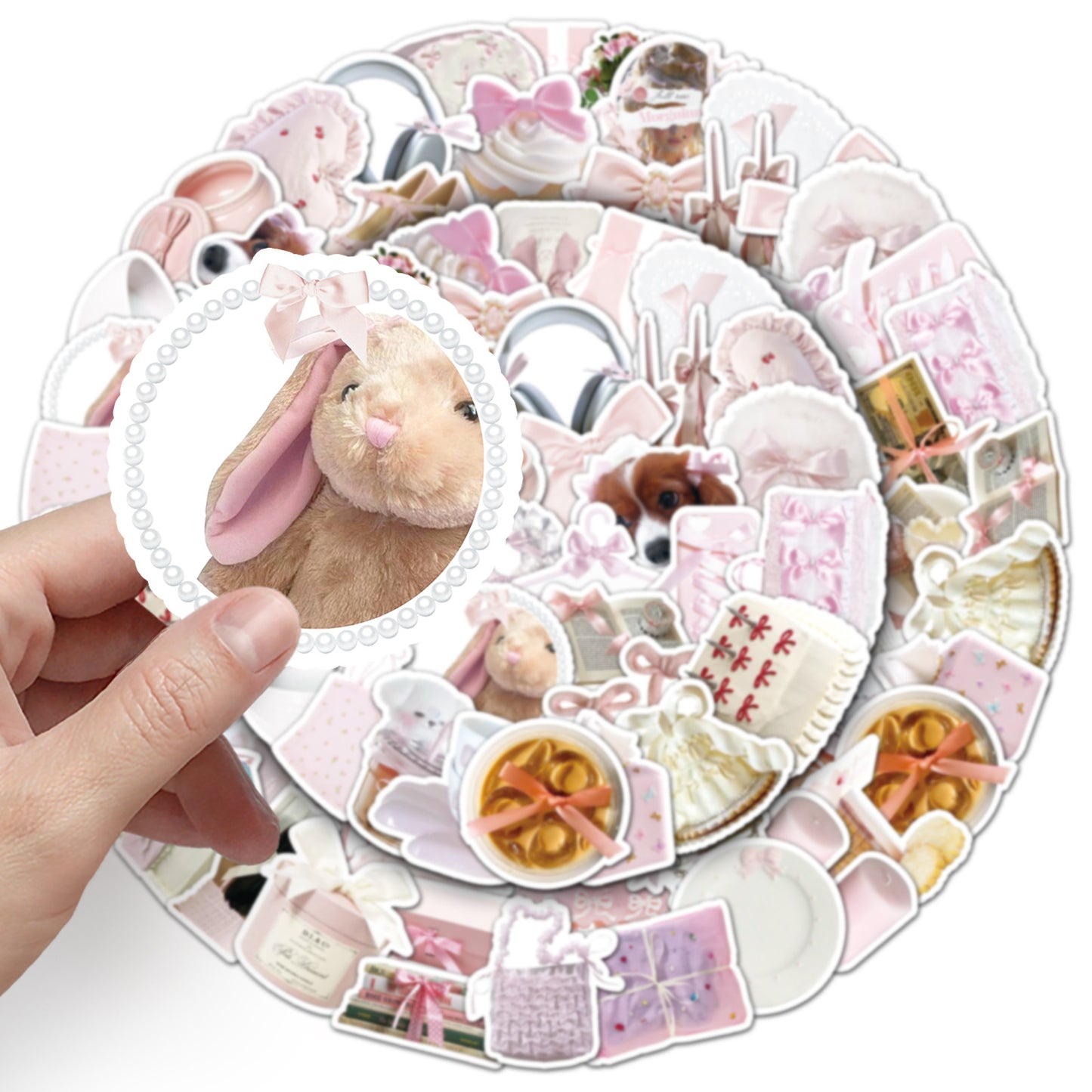 50 Pcs Individual Stickers | Pink Bow Cuties