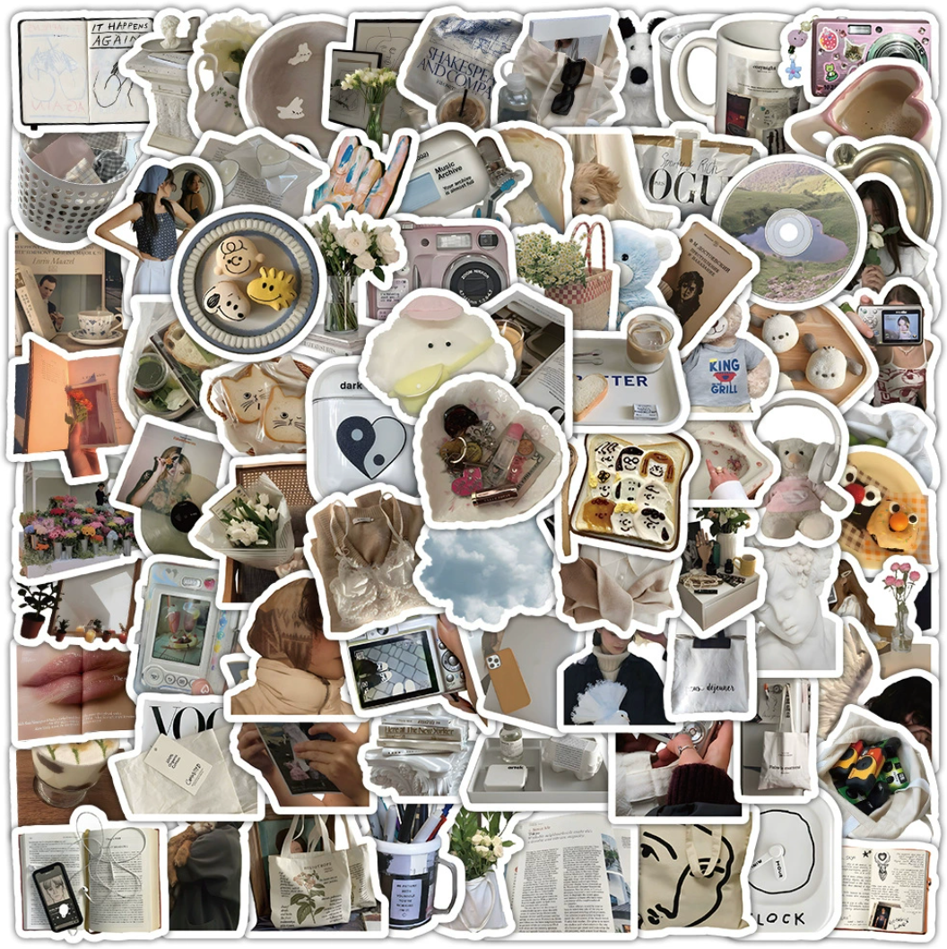 100 Pcs Individual Stickers | Refined Ivory Miniature