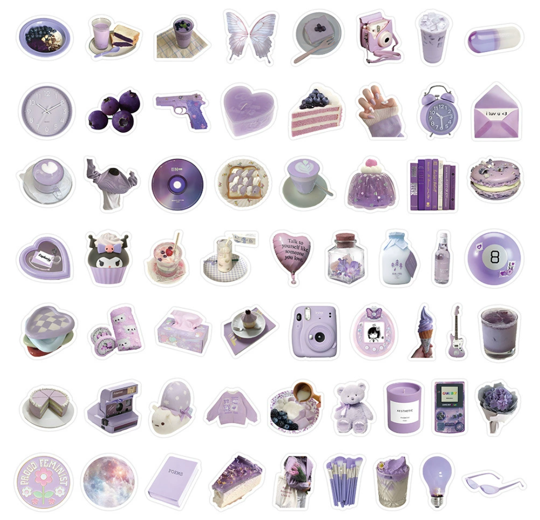 60 Pcs Individual Stickers | Mystic Purple Lavender