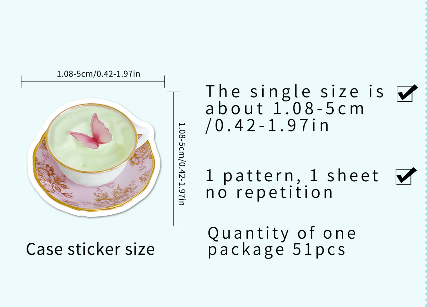51 Pcs Individual Stickers | The Prettiest Matcha and Pink
