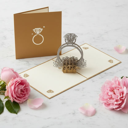 3D Pop-Up Diamond Ring Love Card Wedding Card