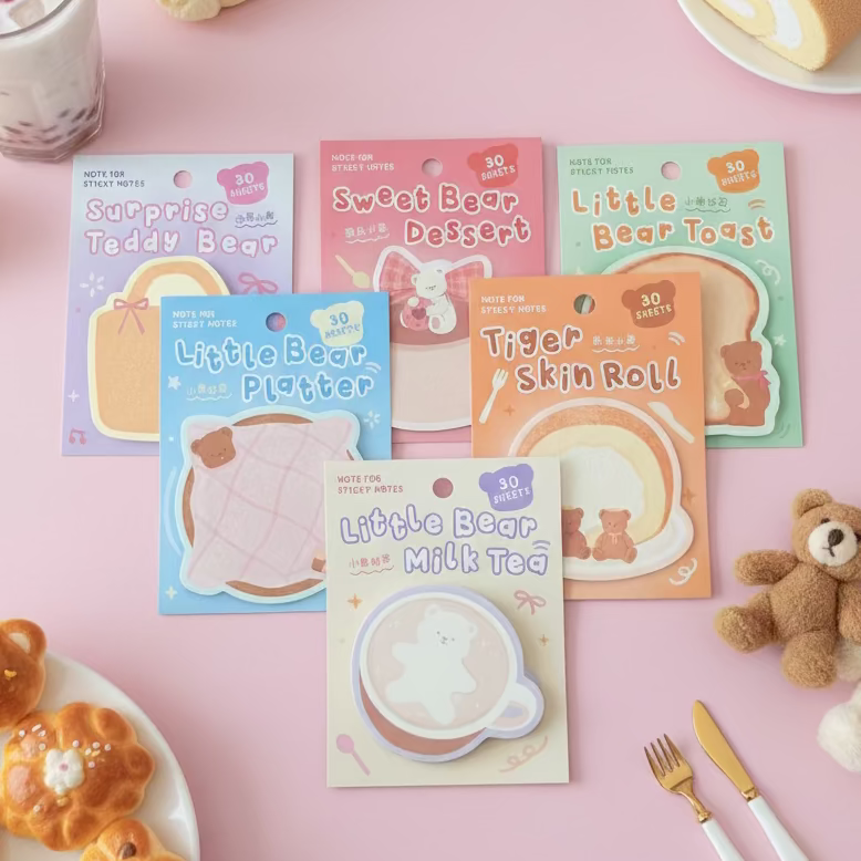 Dessert-Themed Bear’s Polka Sticky Notes