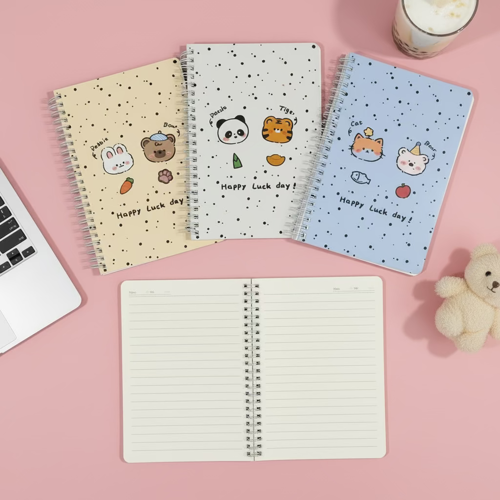 A5 | Spiral Student Notebook – Japanese-Style Kawaii Animal Friend Series