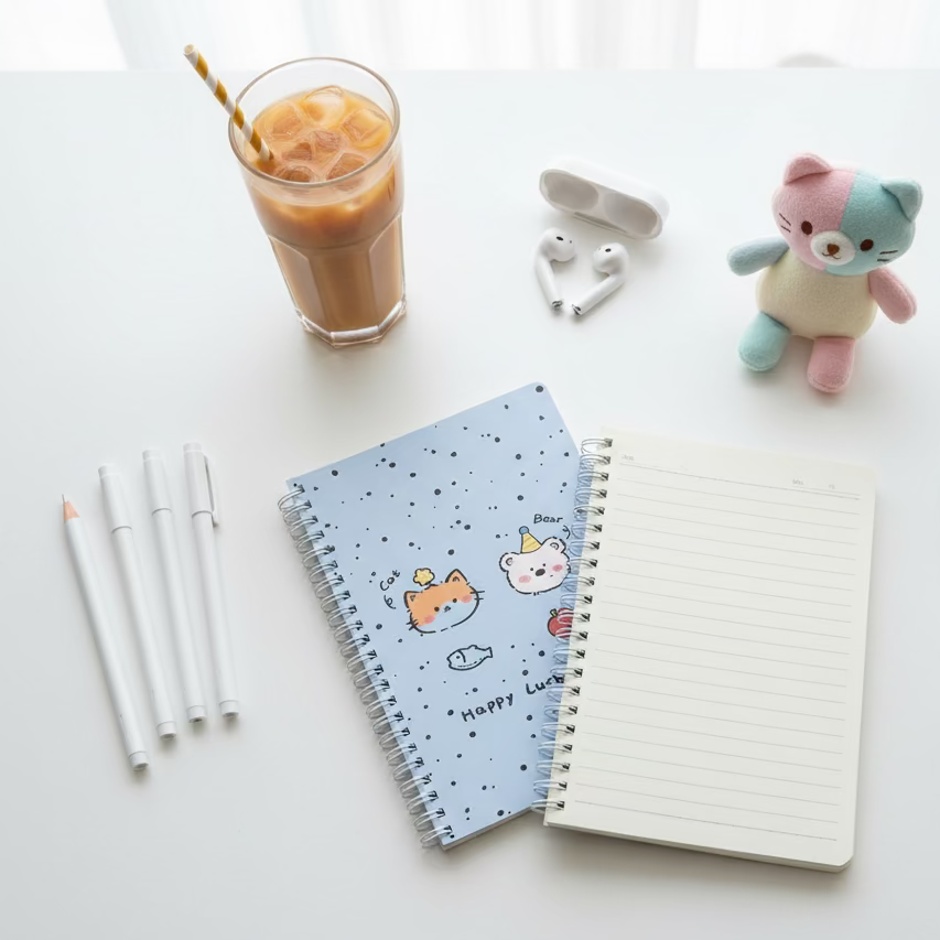 A5 | Spiral Student Notebook – Japanese-Style Kawaii Animal Friend Series