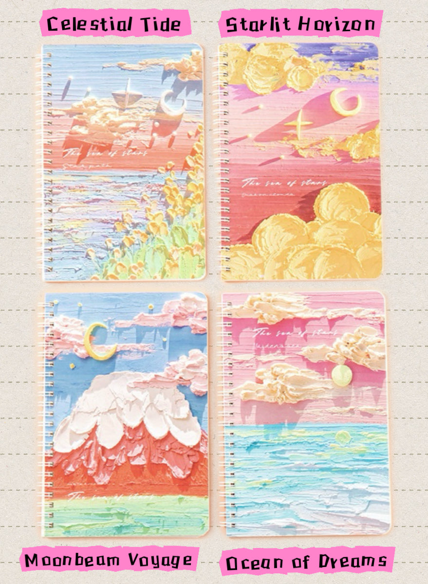 A5 | 60 Sheets | Spiral Lined Notebook – Blush Azure Ocean