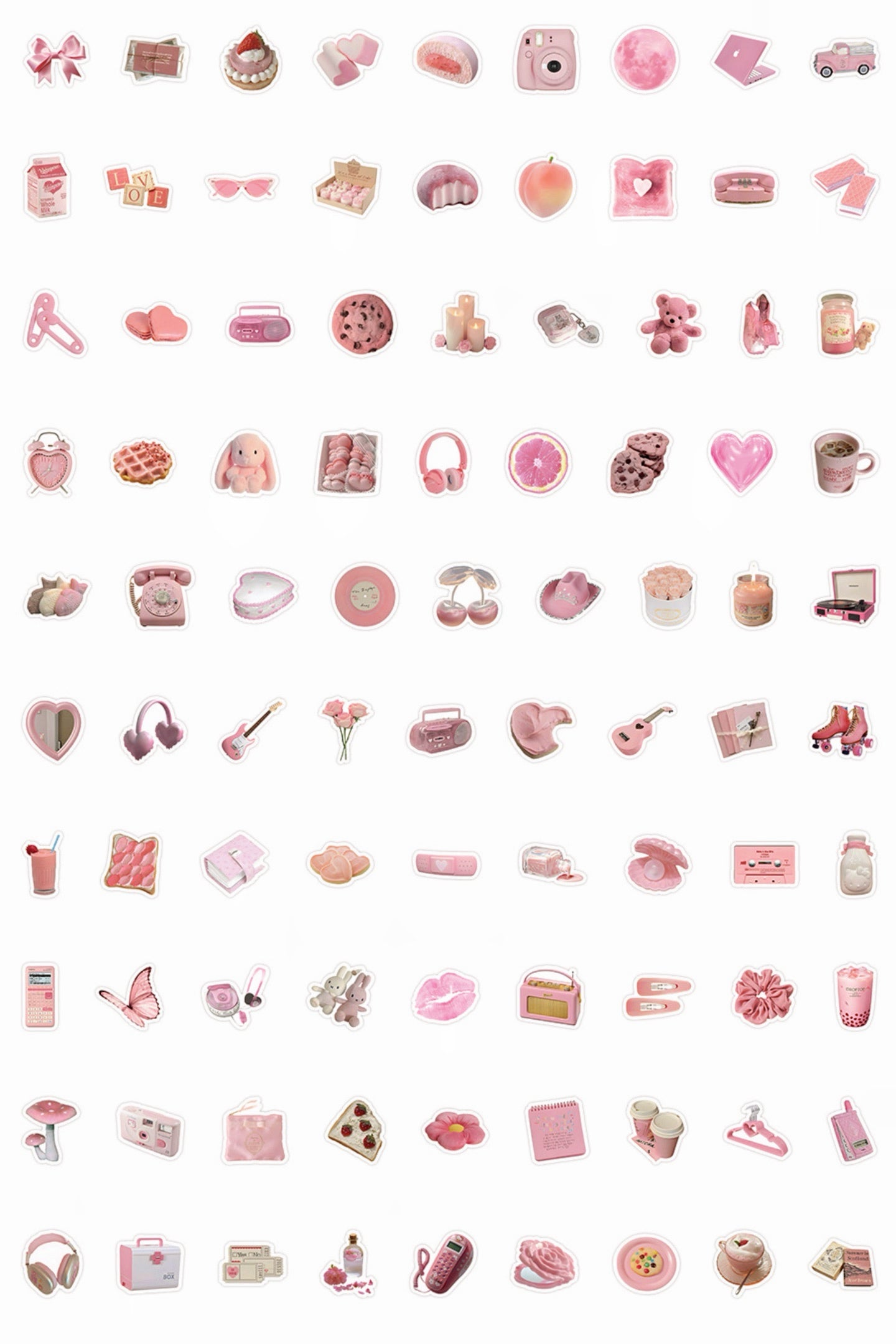 100 Pcs Individual Stickers | Pink Everywhere