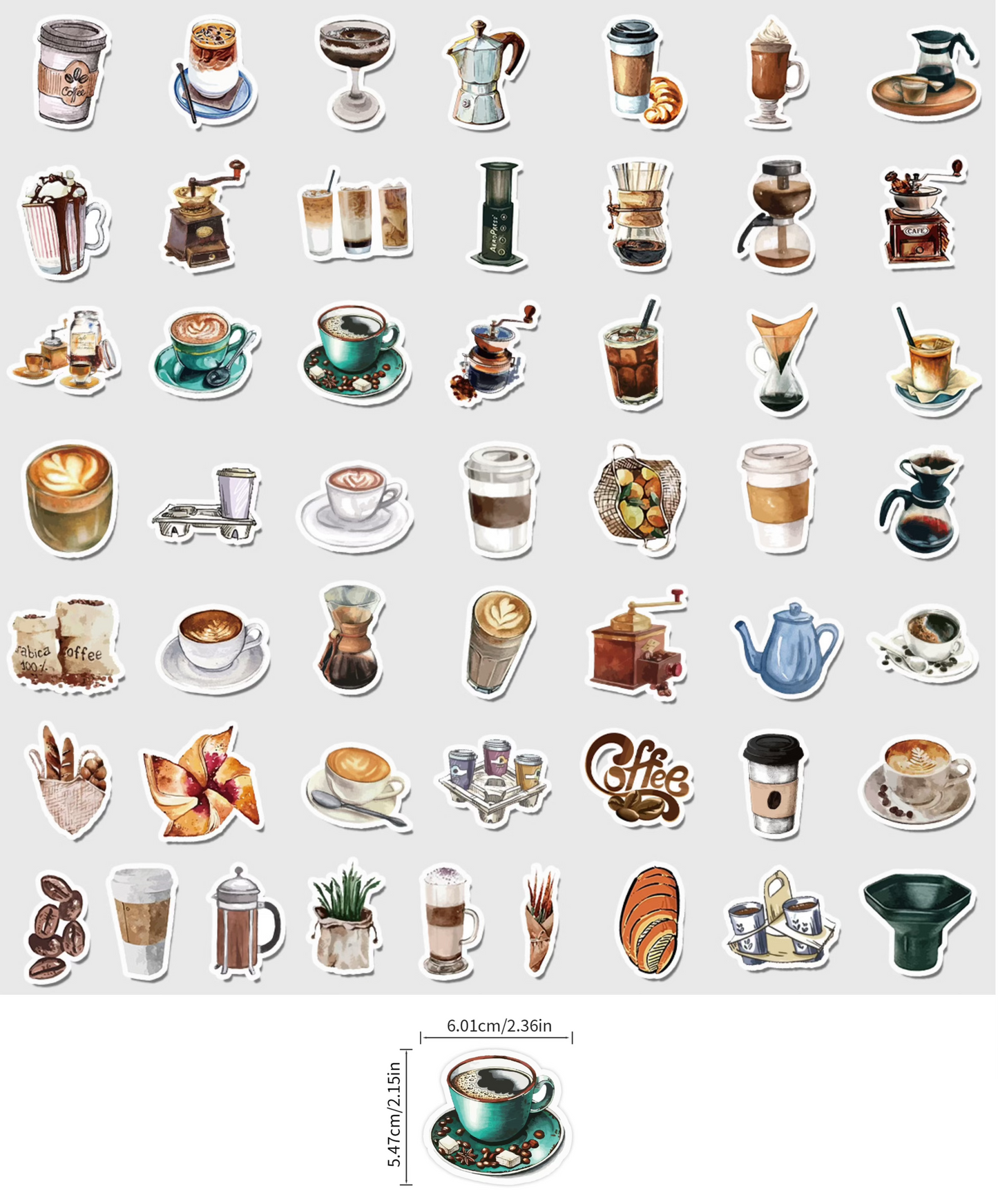 50 Pcs Individual Stickers | Coffee Moments Collection