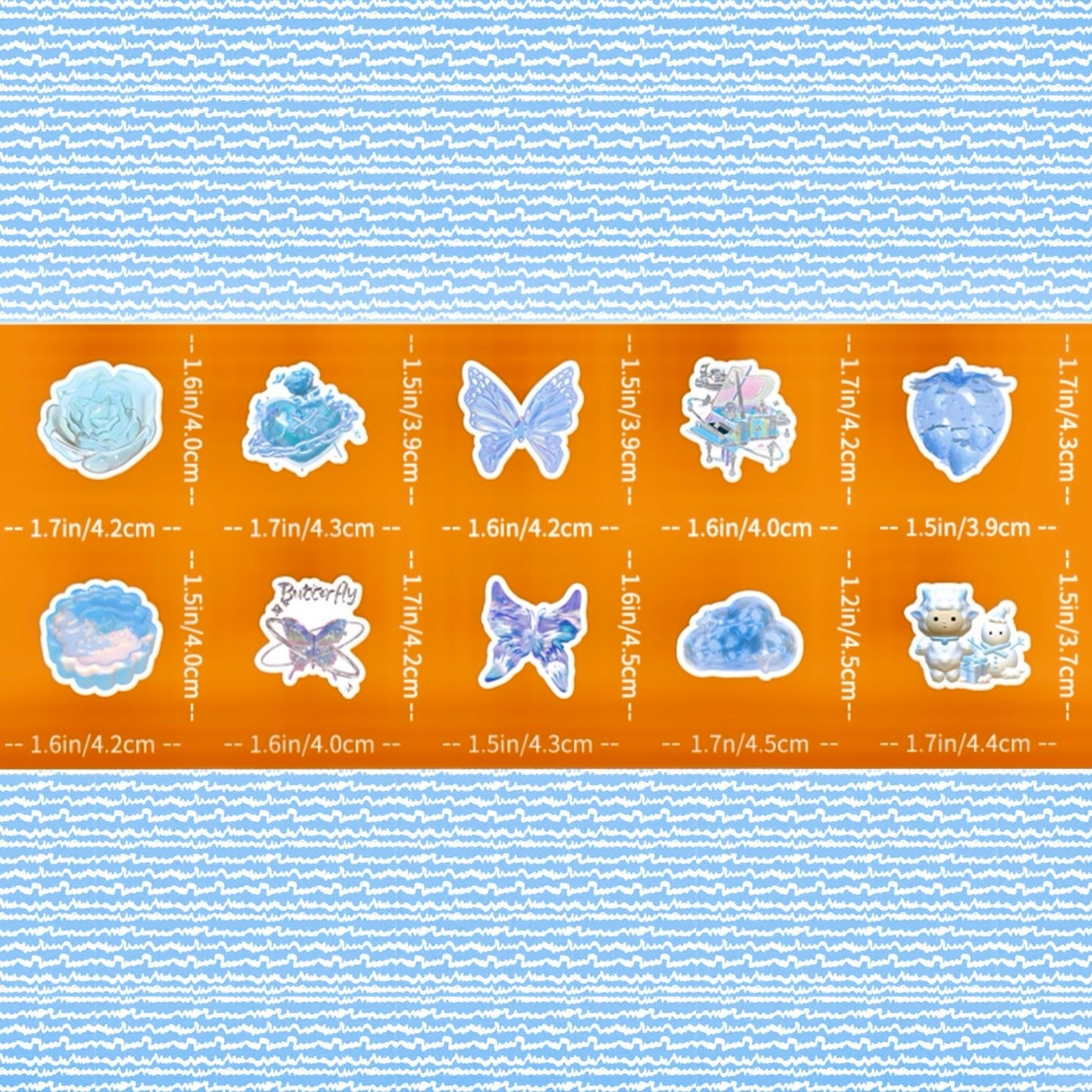 100 Pcs Individual Stickers | Crystal Blue Dream