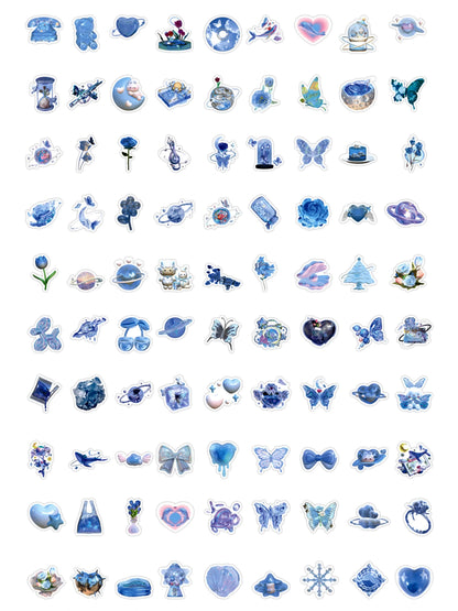 100 Pcs Individual Stickers | Crystal Blue Dream