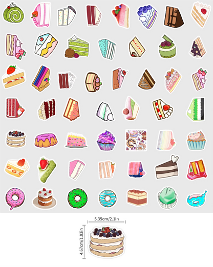 50 Pcs Individual Stickers | Dessert and Snack Collection