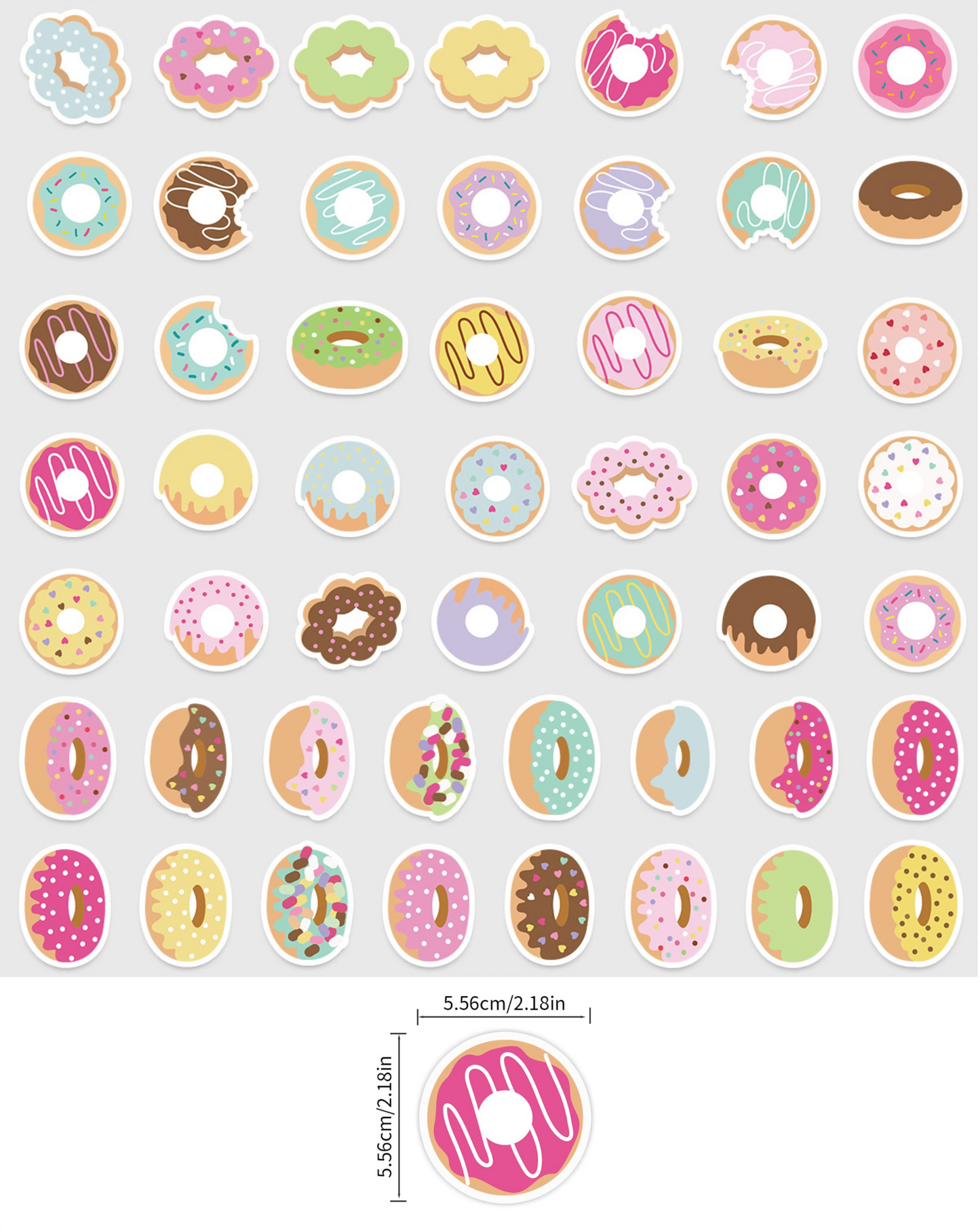 50 Pcs Individual Stickers | Dessert and Snack Collection