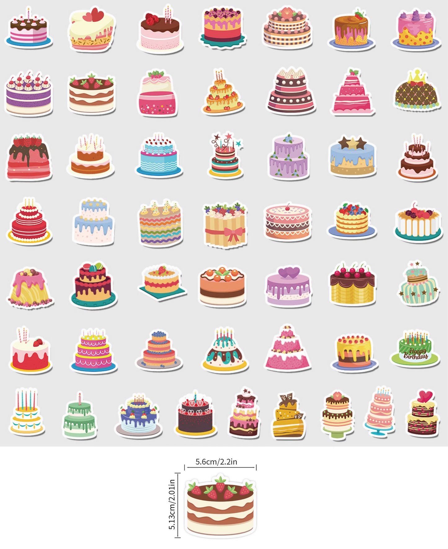 50 Pcs Individual Stickers | Dessert and Snack Collection