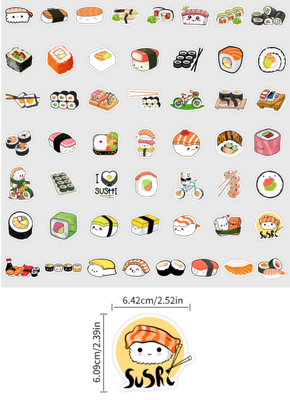50 Pcs Individual Stickers | Japanese Sushi Magic