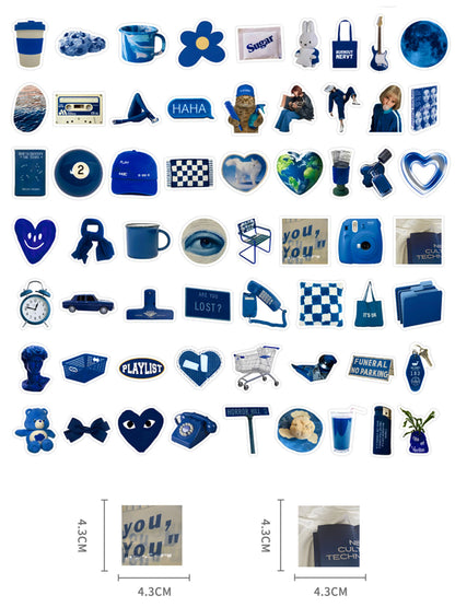 60 Pcs Individual Stickers | Moody Klein Blue