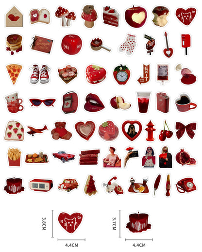 60 Pcs Individual Stickers | Passionate Fiery Red