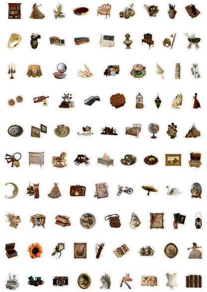 100 Pcs Individual Stickers |  Vintage Royal Treasures