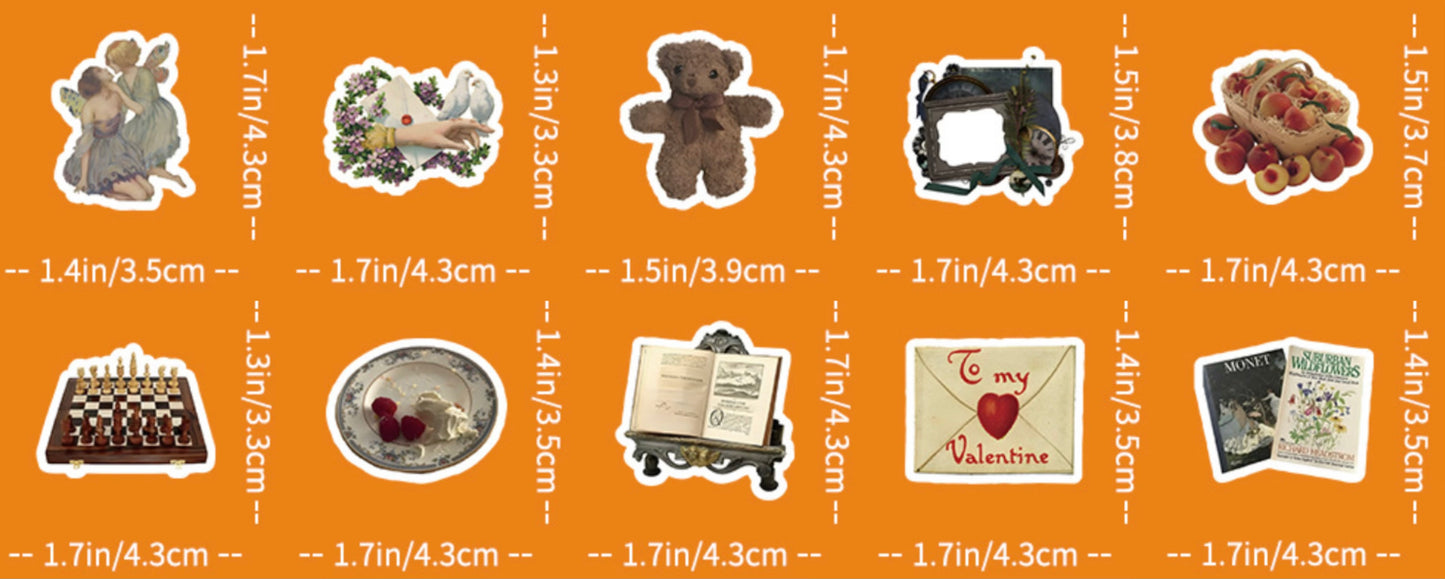 100 Pcs Individual Stickers |  Vintage Royal Treasures