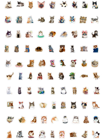 100 Pcs Individual Stickers |  Kitty-Cat Collection