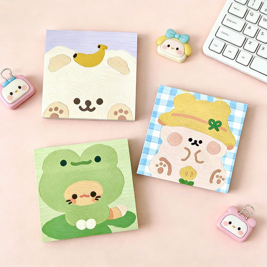 Korean and Japanese Style Cute Animal Oil-Painting Sticky Note Pads