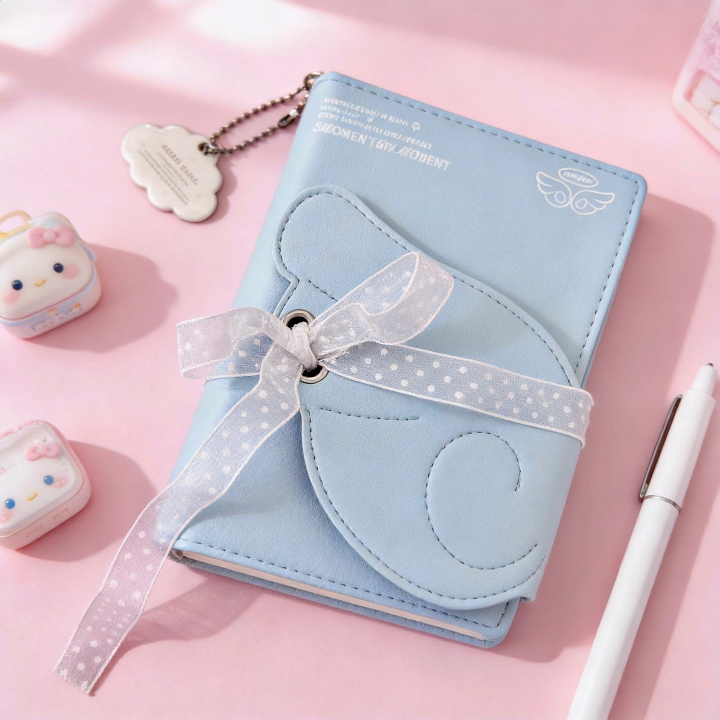Pocket-Sized Refillable Journal | PU Leather Hardcover Angel Wings Tri-Fold