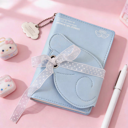 Pocket-Sized Refillable Journal | PU Leather Hardcover Angel Wings Tri-Fold
