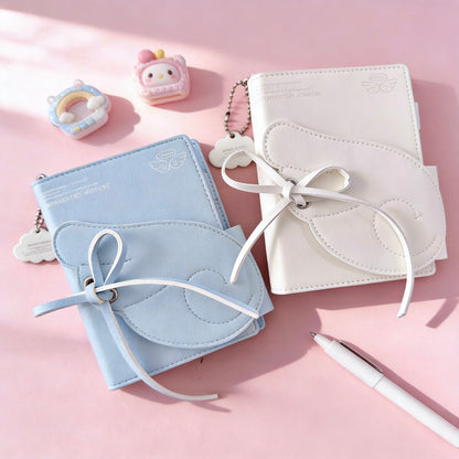 Pocket-Sized Refillable Journal | PU Leather Hardcover Angel Wings Tri-Fold