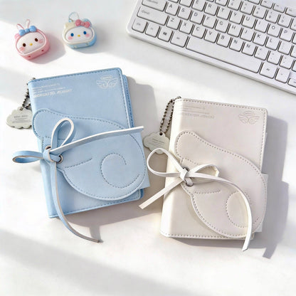 Pocket-Sized Refillable Journal | PU Leather Hardcover Angel Wings Tri-Fold