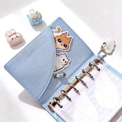 Pocket-Sized Refillable Journal | PU Leather Hardcover Angel Wings Tri-Fold