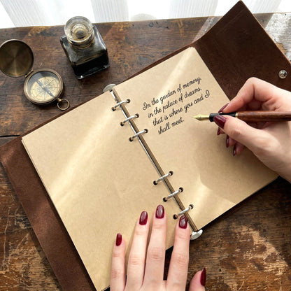 A6 | PU Leather |  Blush Maple Leaf Refillable Notebook
