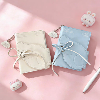 Pocket-Sized Refillable Journal | PU Leather Hardcover Angel Wings Tri-Fold