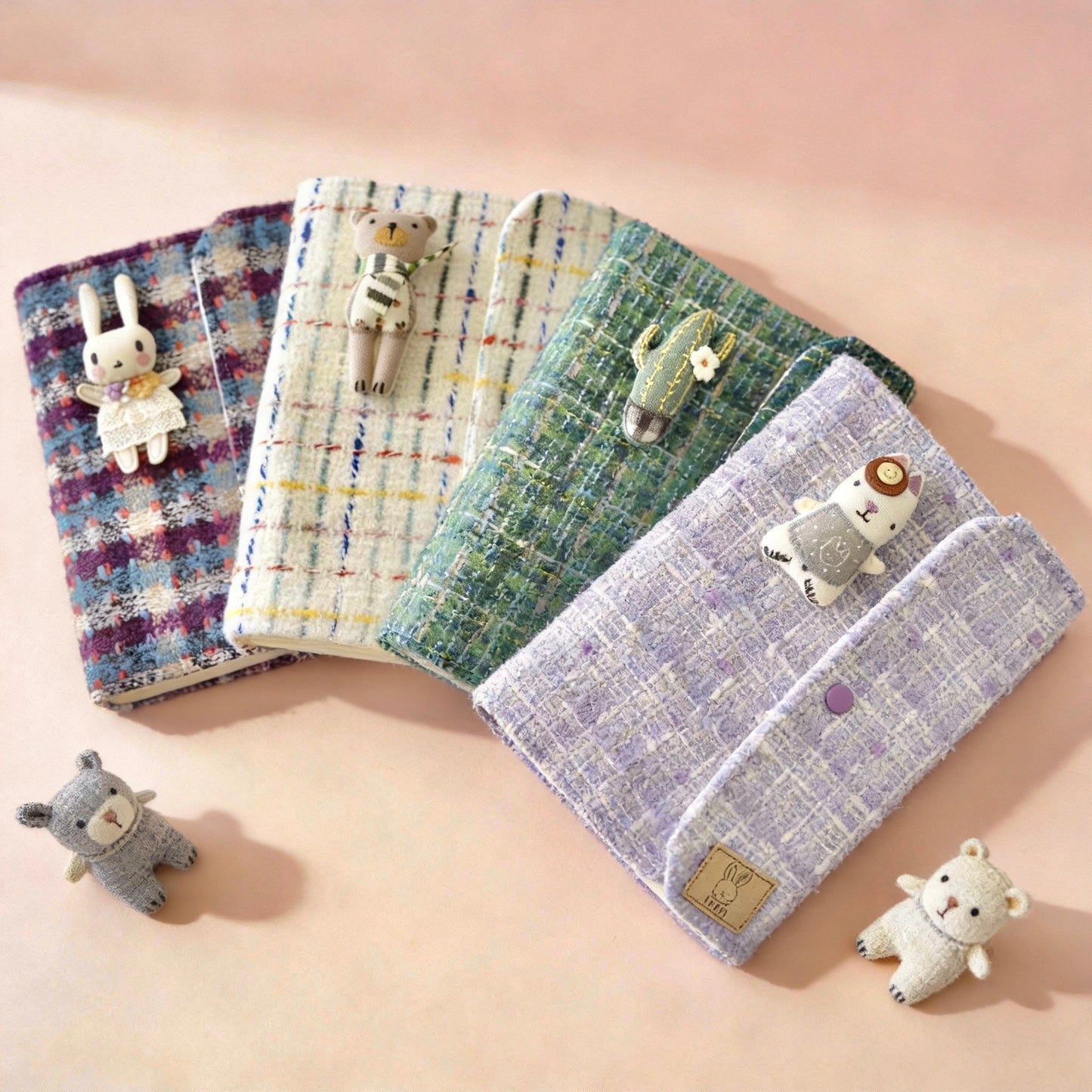 A5 Refillable Notebook | Fabric Cover | Korean-Style Chic Tweed Journal Book