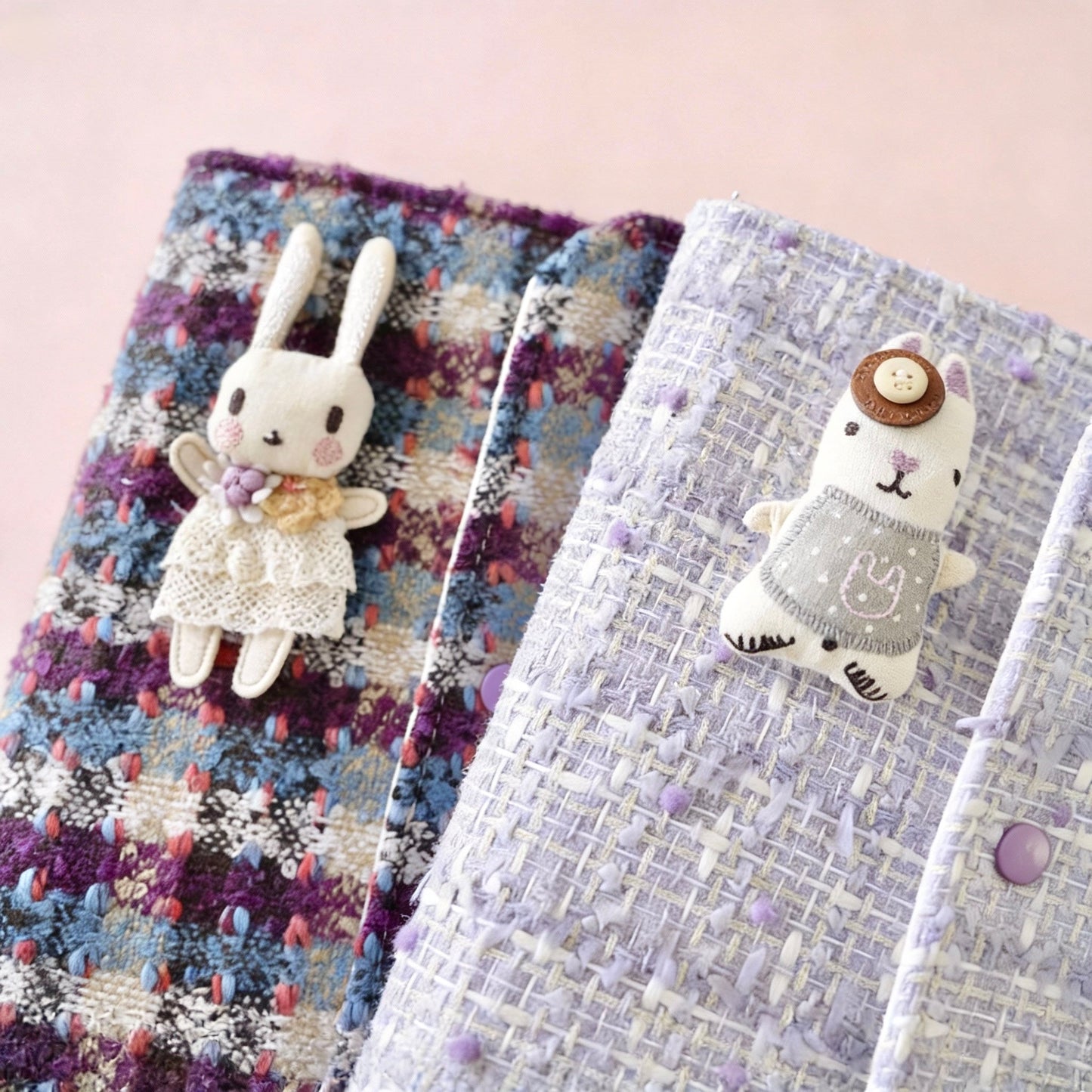 A5 Refillable Notebook | Fabric Cover | Korean-Style Chic Tweed Journal Book