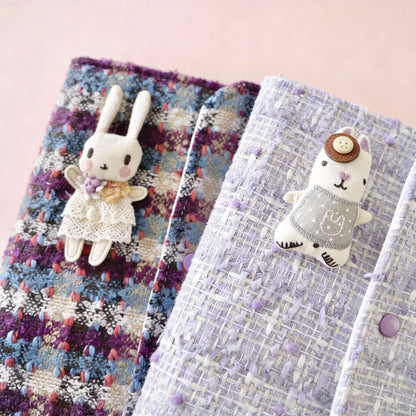 A5 Refillable Notebook | Fabric Cover | Korean-Style Chic Tweed Journal Book