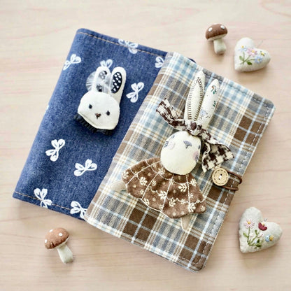 A6 Refillable Notebook | Fabric Cover | Cute Bunny Binder Journal Book