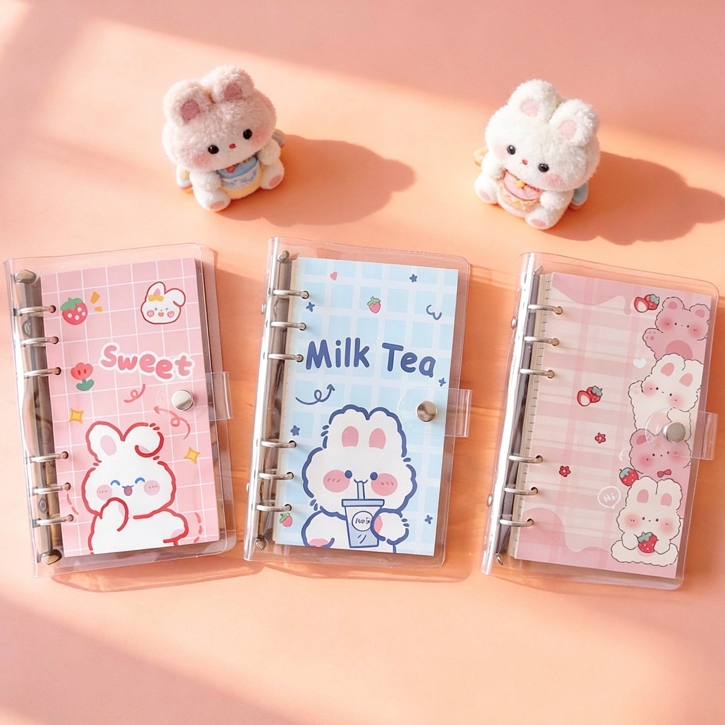 Refillable Binder Notebook | Transparent PVC Cover | Cuddle Bunny Journal