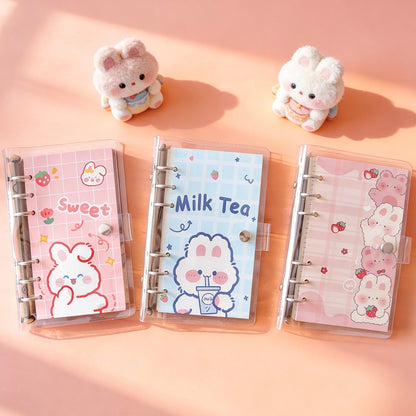 Refillable Binder Notebook | Transparent PVC Cover | Cuddle Bunny Journal